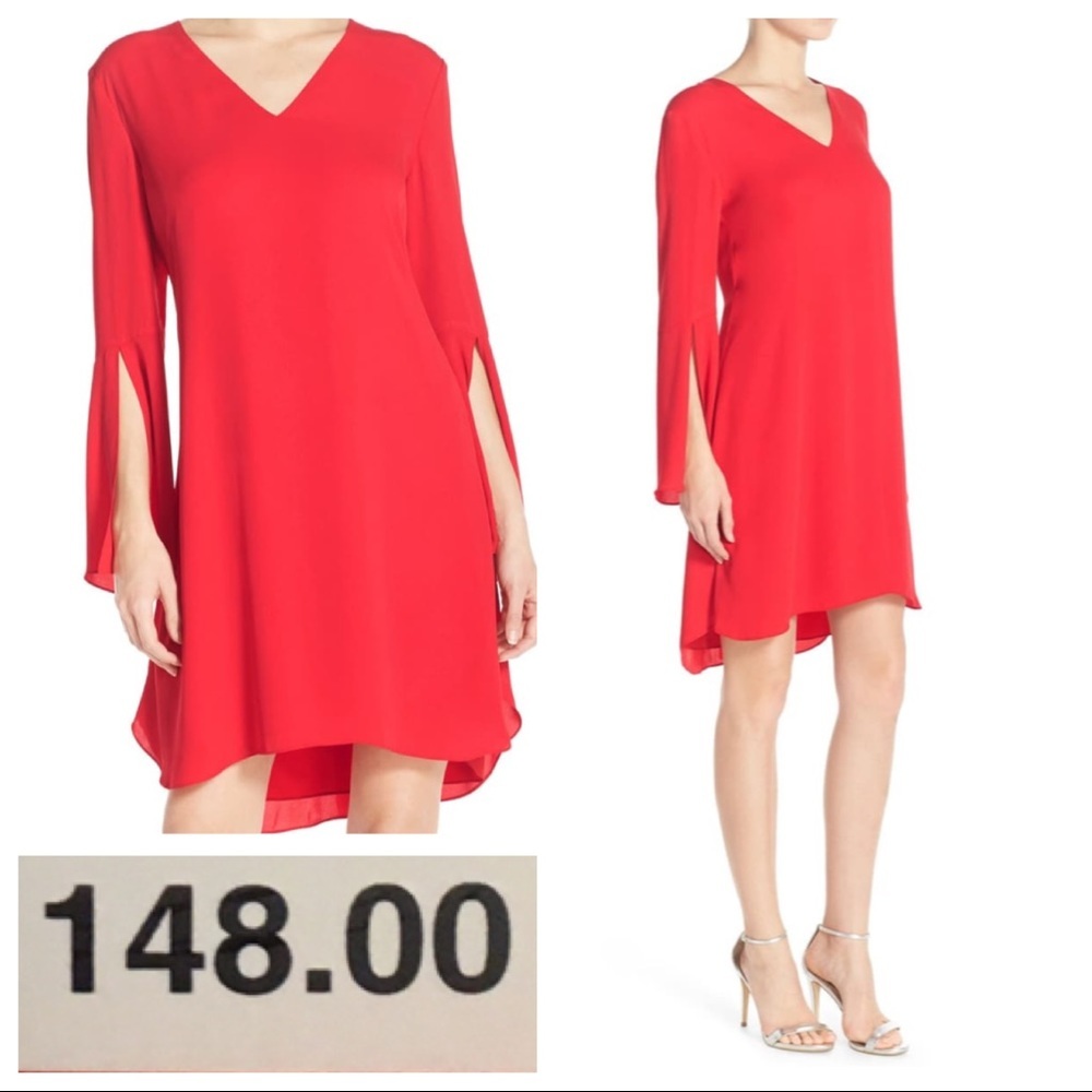 NWT! Chelsea28 Bell Sleeve Chiffon A-Line Dress